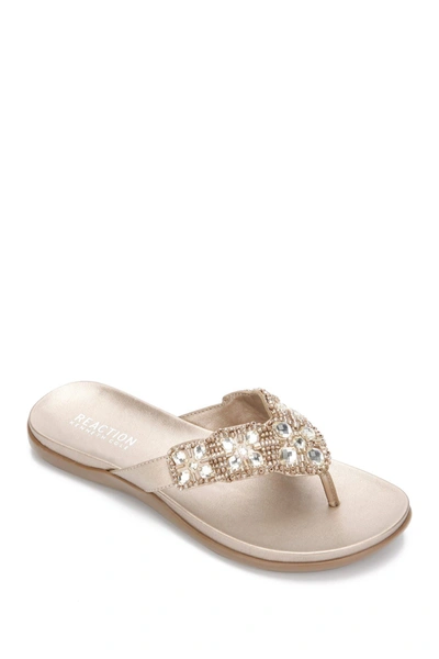 Shop Kenneth Cole Reaction Glam-athon Embellished Thong Sandal In Champagne