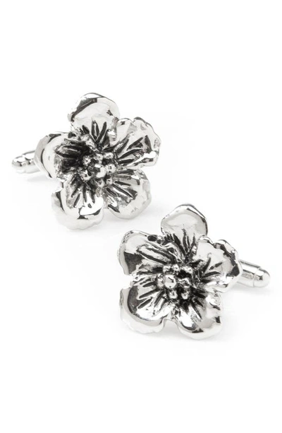 Shop Cufflinks, Inc Flower Cuff Links In Silver