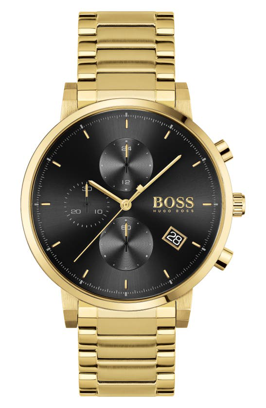 Hugo Boss Men's Chronograph Integrity Gold-tone Stainless Steel Bracelet  Watch 43mm Women's Shoes In Gold/ Black/ Gold | ModeSens