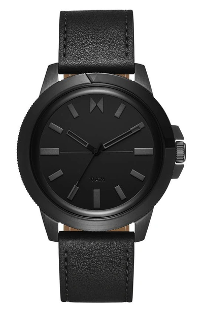 Shop Mvmt Minimal Sport Leather Strap Watch, 42.5mm In Black