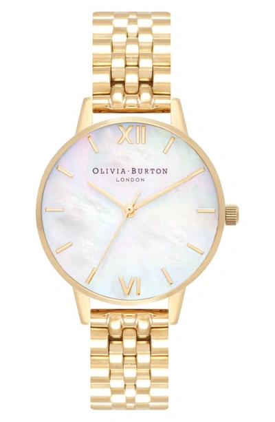 Shop Olivia Burton Mother-of-pearl Bracelet Watch, 30mm In Gold/ Mop/ Gold