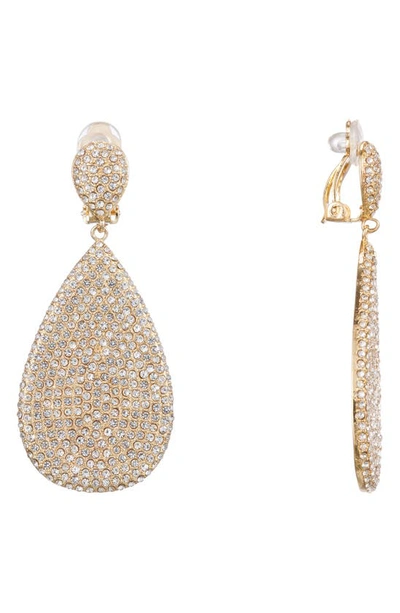 Shop Nina Teardrop Pave Earrings In Gold/ White Crystal