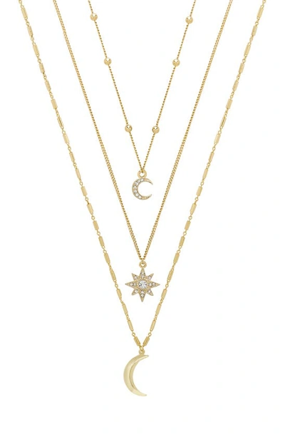Shop Ettika Set Of 3 Celestial Pendant Necklaces In Gold