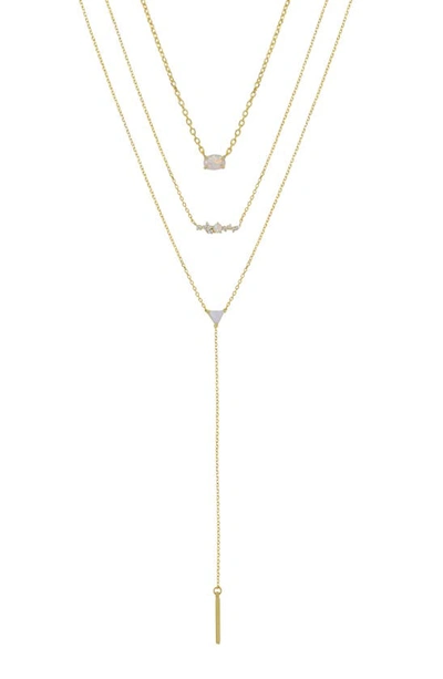 Shop Ettika Set Of 3 Opal Necklaces In Gold
