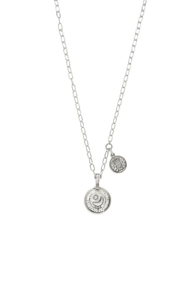 Shop Ettika Double Coin Pendant Necklace In Silver