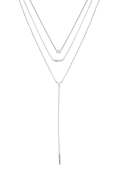 Shop Ettika Set Of 3 Opal Necklaces In Silver