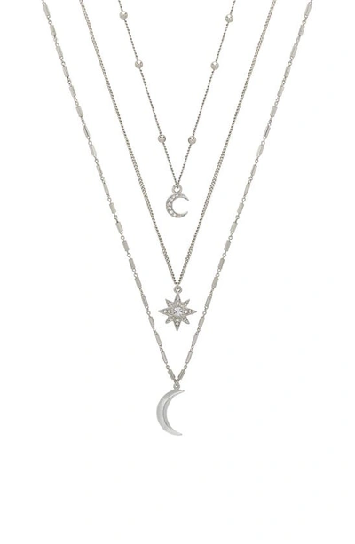 Shop Ettika Set Of 3 Celestial Pendant Necklaces In Silver