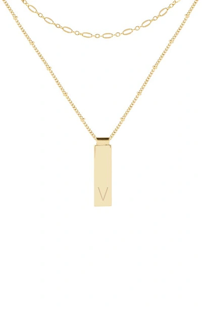 Shop Brook & York Brook And York Maisie Set Of 2 Initial Layering Necklaces In Gold V