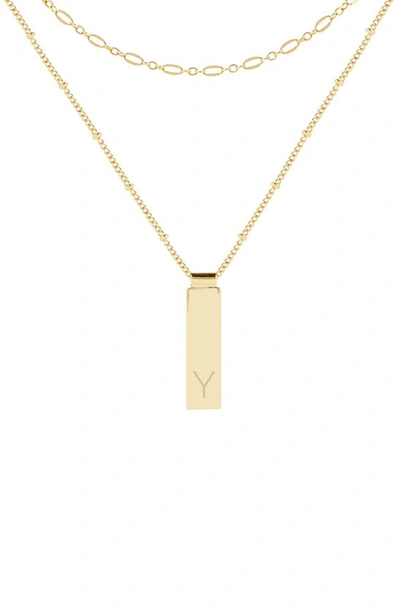 Shop Brook & York Brook And York Maisie Set Of 2 Initial Layering Necklaces In Gold Y