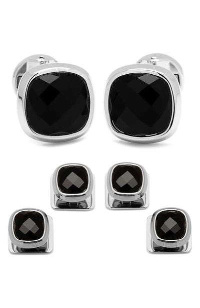 Shop Ox & Bull Trading Co. Ox And Bull Trading Co. Onyx Cuff Links & Shirt Stud Set In Black