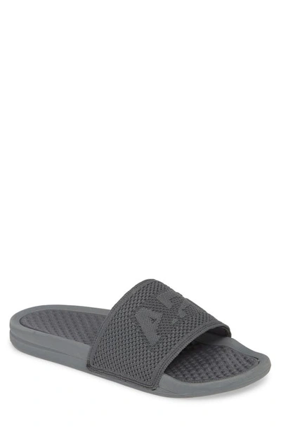 Shop Apl Athletic Propulsion Labs Big Logo Techloom Knit Sport Slide In Cosmic Grey