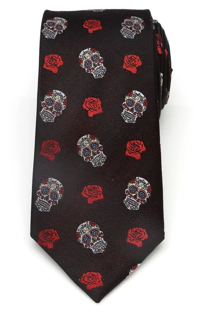Shop Cufflinks, Inc Sugar Skull Silk Tie In Black