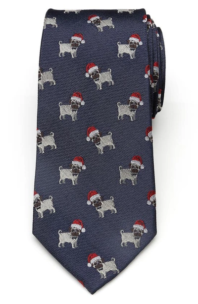 Shop Cufflinks, Inc Santa Pug Silk Tie In Navy