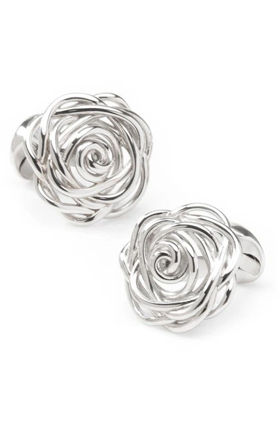 Shop Cufflinks, Inc Sterling Silver Rose Cuff Links