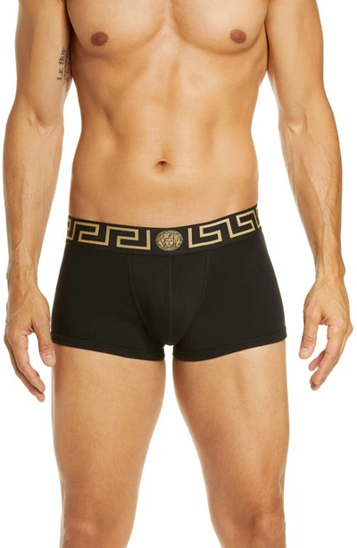 Shop Versace First Line First Line Low Rise Trunks In Black/ Gold