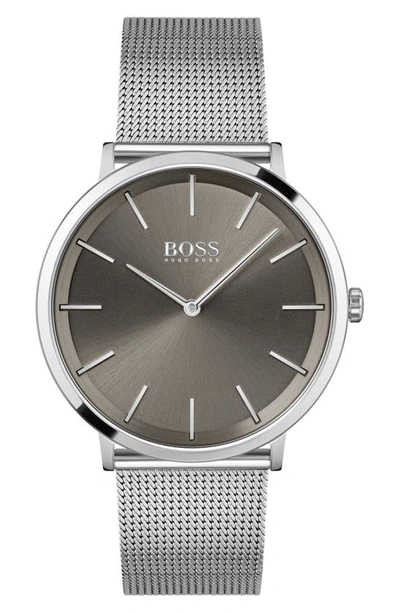 Shop Hugo Boss Skyliner Mesh Strap Watch, 40mm In Silver