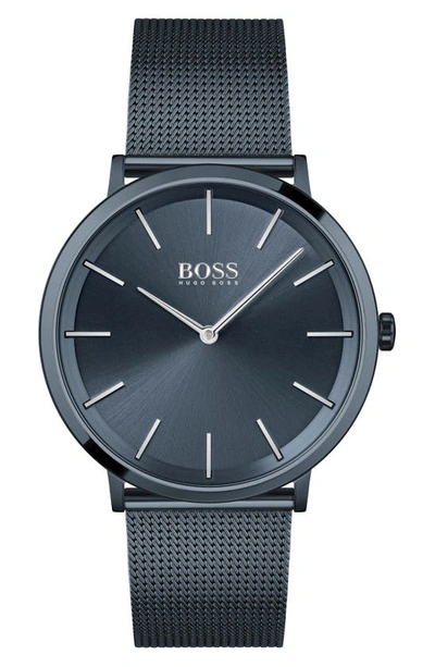 Shop Hugo Boss Skyliner Mesh Strap Watch, 40mm In Blue