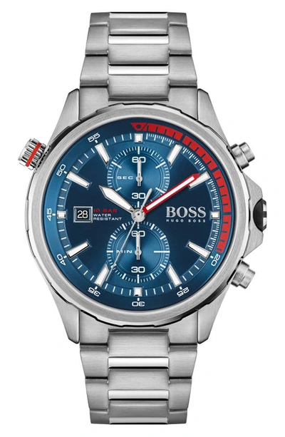 Shop Hugo Boss Globetrotter Chronograph Bracelet Watch, 46mm In Silver