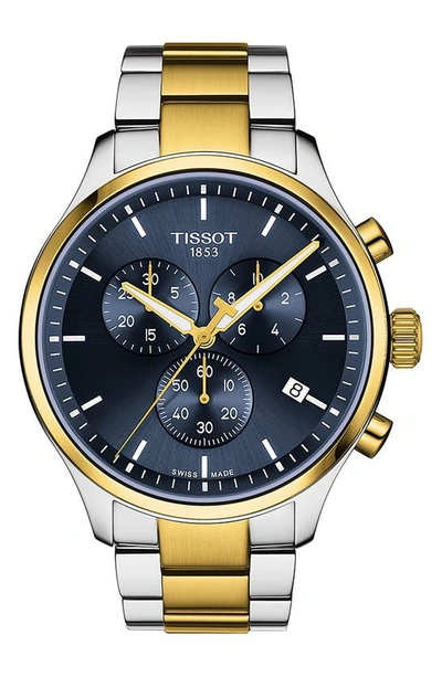 Shop Tissot Chrono Xl Chronograph Bracelet Watch, 45mm In Blue