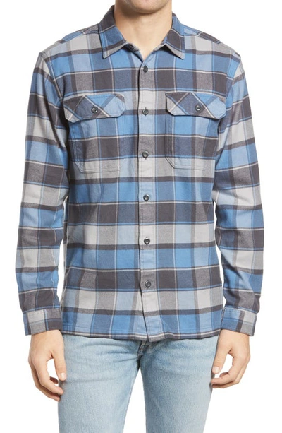 Shop Patagonia Fjord Regular Fit Organic Cotton Flannel Shirt In Plots Pigeon Blue