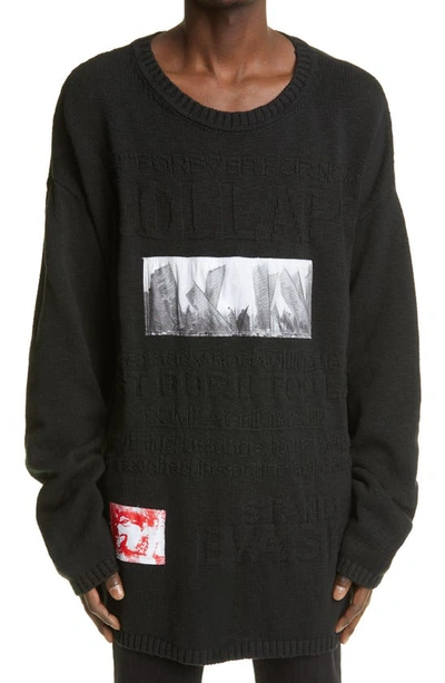 Shop Raf Simons Archive Redux Ss '02 Oversize Cotton Sweater In Black