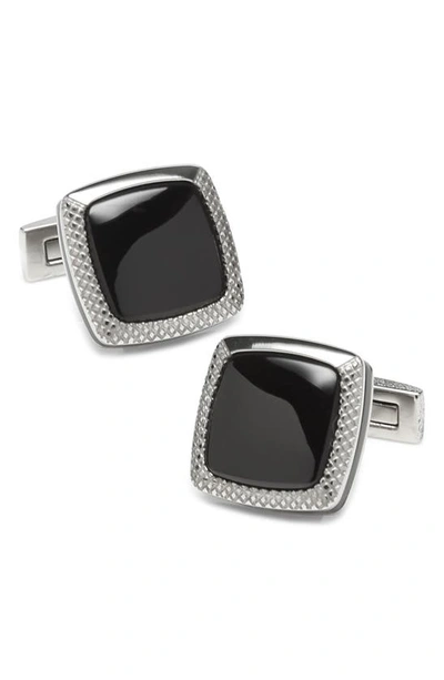 Cufflinks, Inc Onyx Cushion Cuff Links In Silver