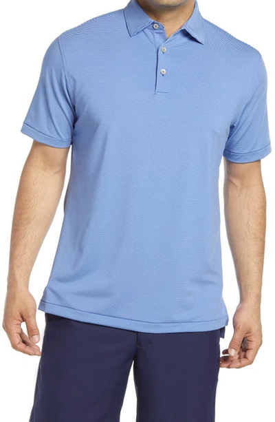 Shop Peter Millar Jubilee Stripe Short Sleeve Stretch Jersey Polo In Blue Lapis