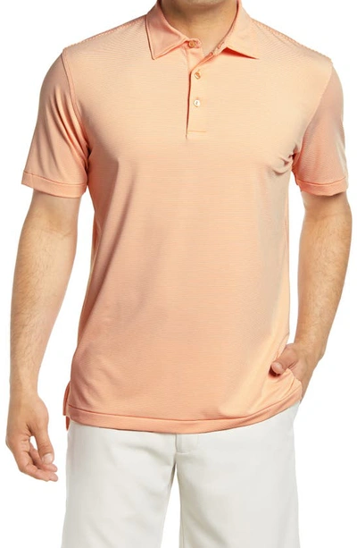 Shop Peter Millar Jubilee Stripe Short Sleeve Stretch Jersey Polo In Orange Nectar