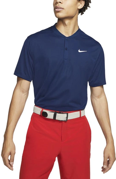 Shop Nike Golf Dri-fit Victory Blade Collar Polo In Blue Void/white