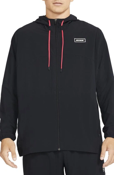 Shop Nike Sport Clash Full Zip Hooded Training Jacket In Black/white