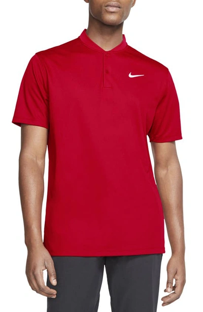 Shop Nike Golf Dri-fit Victory Blade Collar Polo In University Red/white