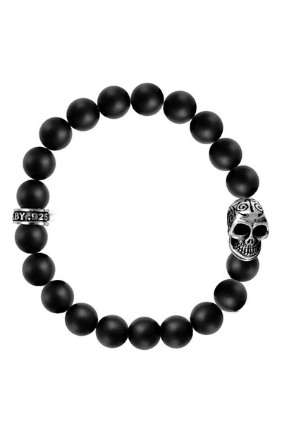 Shop King Baby Onyx Bead Bracelet In Silver/ Black