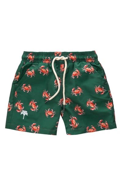 Shop Oas Swim Kids' Oh Crab Swim Shorts In Green