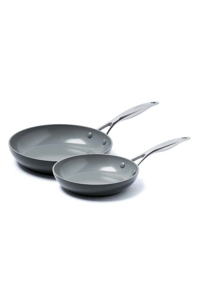 Shop Greenpan Valencia Pro 8-inch & 10-inch Anodized Aluminum Ceramic Nonstick Frying Pan Set In Black