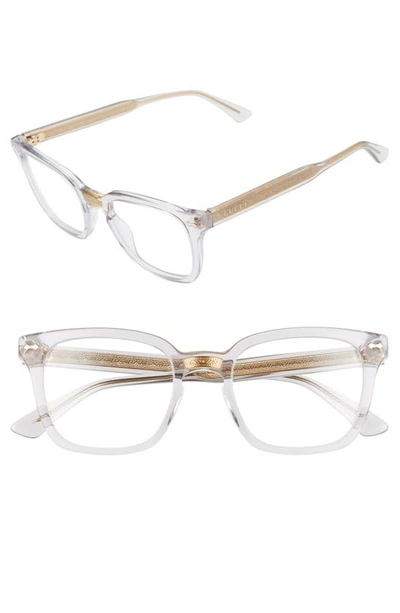 Shop Gucci 50mm Square Optical Glasses In Grey