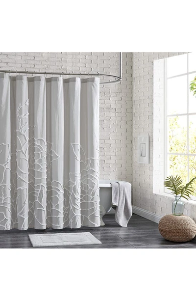 Shop Peri Home Chenille Rose Shower Curtain In Grey