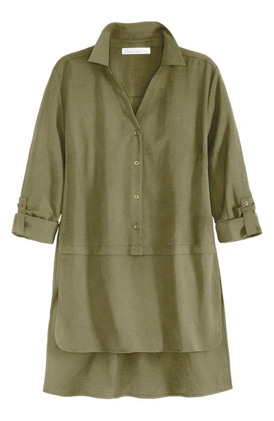 Shop Adyson Parker Roll Sleeve High/low Tunic In Olivita