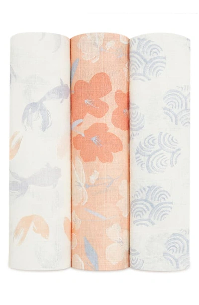 Shop Aden + Anais 3-pack Silky Soft Swaddling Cloths In Koi Pond