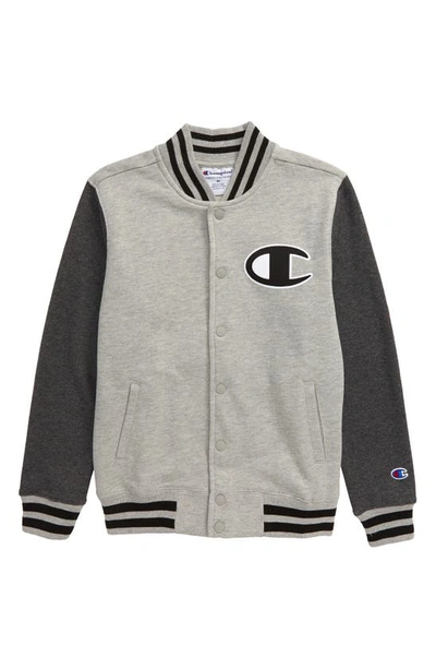 Champion Kids' French Terry Varsity Jacket (big Boy) In Oxford Heather |  ModeSens