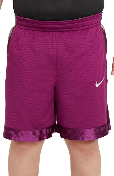 Shop Nike Kids' Elite Basketball Shorts In Viotech/ Light Smoke Grey
