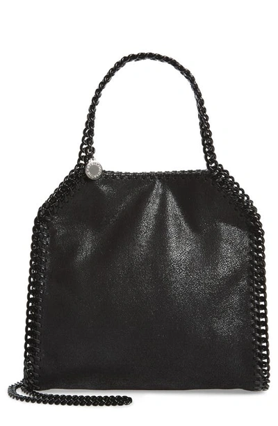 Shop Stella Mccartney Mini Falabella Shaggy Deer Faux Leather Tote In Black Out