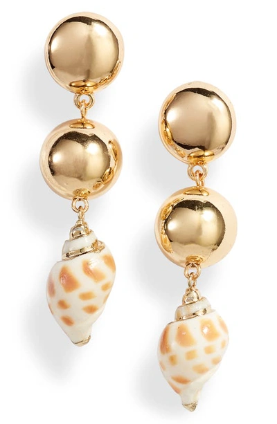 Shop Ettika Cowshell Drop Earrings In Gold