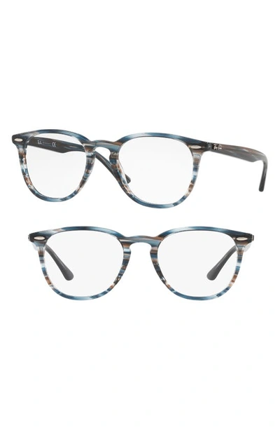 Shop Ray Ban 50mm Optical Glasses In Blue Stripe