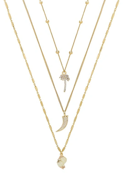 Ettika Set Of 3 Tropical Necklaces In Gold