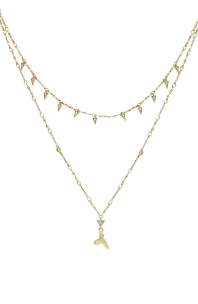 Shop Ettika Shark Tooth Pendant Multistrand Necklace In Gold