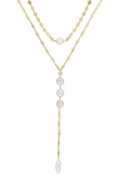Shop Ettika Set Of 2 Pearl Necklaces In Gold