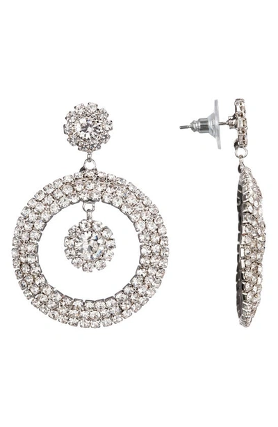 Shop Nina Pavé Crystal Hoop Earrings In Rhodium/ White Crystal