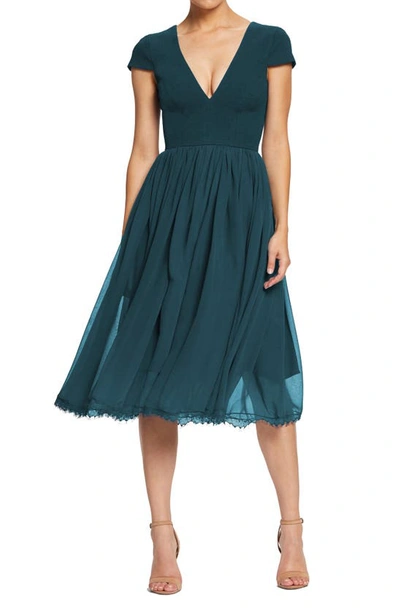 Shop Dress The Population Corey Chiffon Fit & Flare Cocktail Dress In Pine