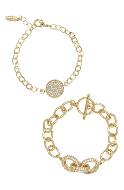 Shop Ettika Set Of 2 Pavé Bracelets In Gold