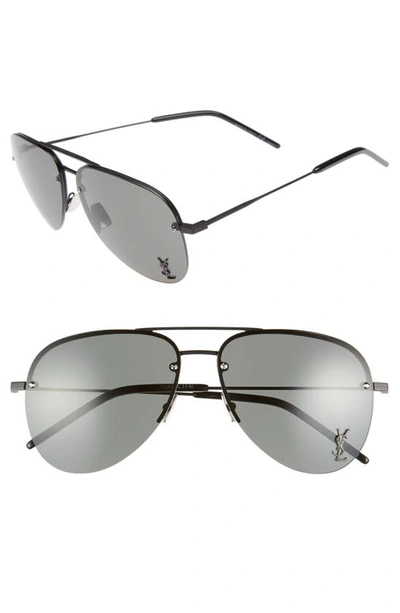 Shop Saint Laurent 59mm Aviator Sunglasses In Black/ Grey